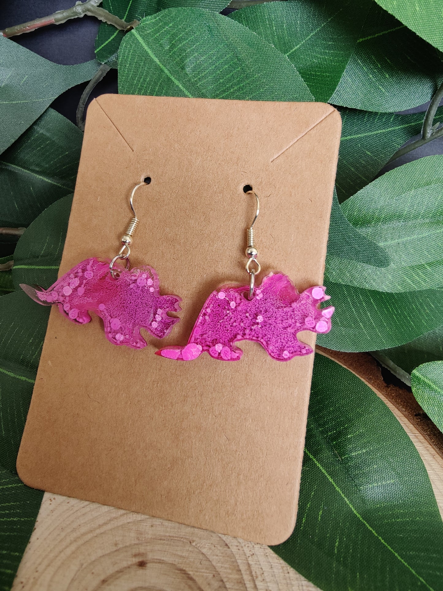 Glitter Dinosaur Earrings