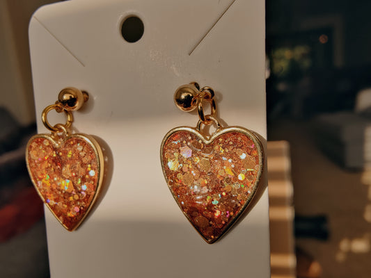 Glitter Heart Earrings