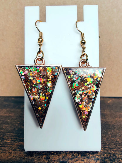 Gold, Glitter, and Wildflower Earrings